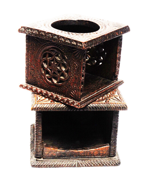 Two miniature toy footstoves, one dated 1834.