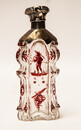 A 19th C cold enamel painted perfume bottle with a silver cap.