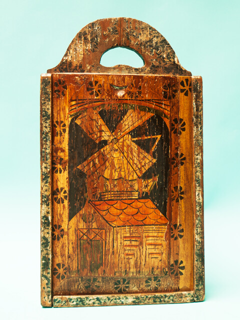 A 19th C. Frisian schoolbox with a windmill.