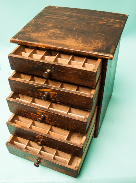 A 19th C watchmakers cabinet with five drawers.