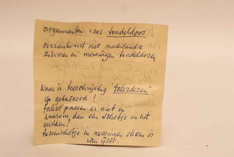 A brass tinderbox with flint and steel Dutch eighteenth century.