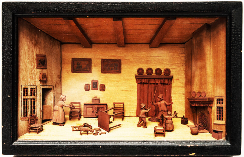 A diorama by Cornelis Bavelaar the Younger (1777-1831) of a serious household skirmish.