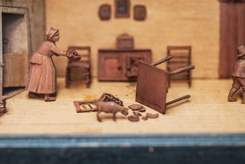 A diorama by Cornelis Bavelaar the Younger (1777-1831) of a serious household skirmish.