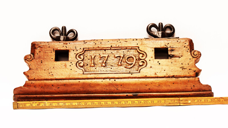A Dutch 18th Century shipbuilders plane and a dated part of a panel raising plane.