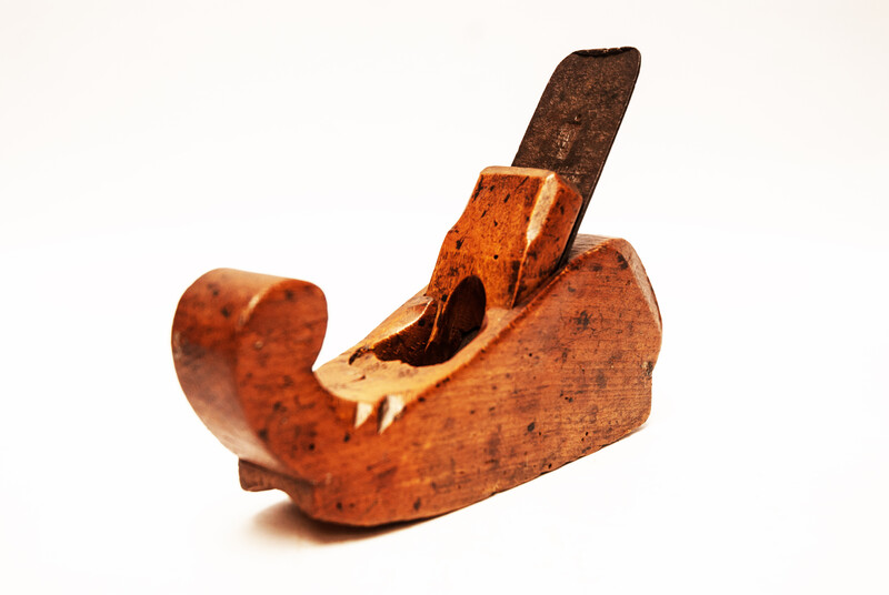 A Dutch 18th Century shipbuilders plane and a dated part of a panel raising plane.