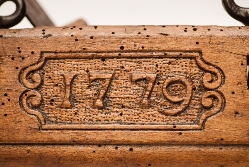 A Dutch 18th Century shipbuilders plane and a dated part of a panel raising plane.