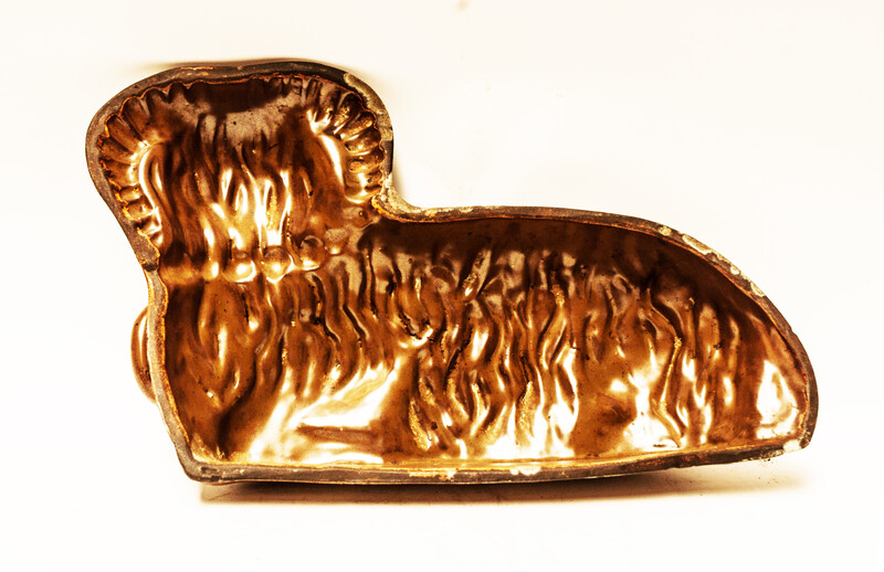A Dutch nineteenth century earthenware double baking form for an easter lamb.