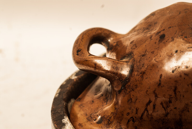 A Dutch nineteenth century earthenware double baking form for an easter lamb.