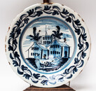 A large Delft blue early seventeenth century dish.