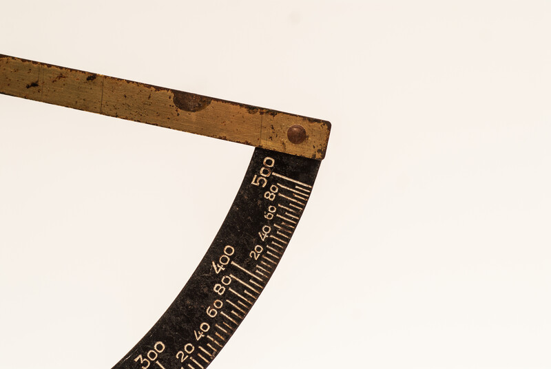 A nineteenth century precision balance of weights between 0 and 500 gram. 