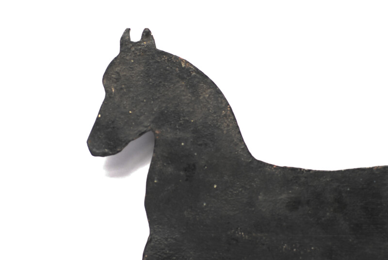 A painted eighteenth century Dutch iron weathervane in the form of a horse.