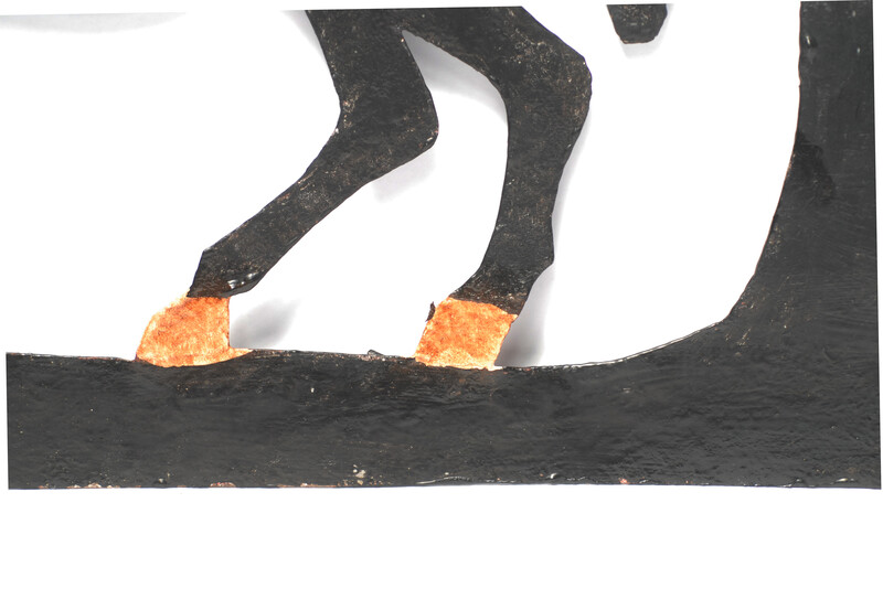 A painted eighteenth century Dutch iron weathervane in the form of a horse.