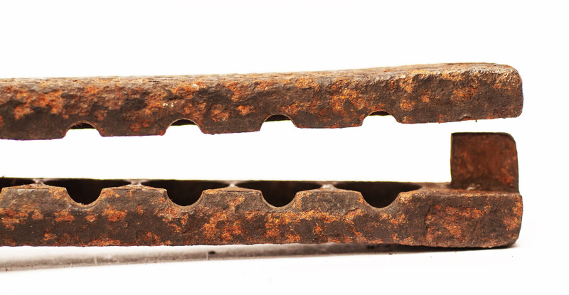 A rare 17th century iron plier for making lead bullets.