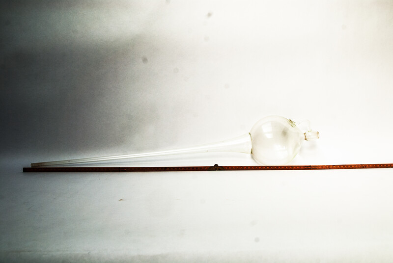 A rare glass wine sampler, overall length 80 cm.