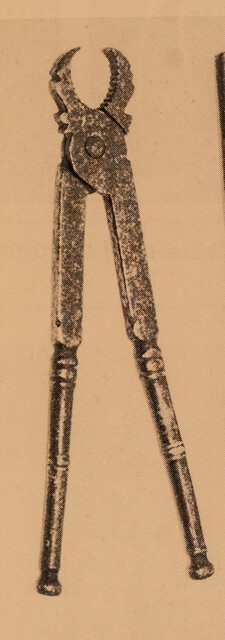 A seventeenth century dental extraction forceps.