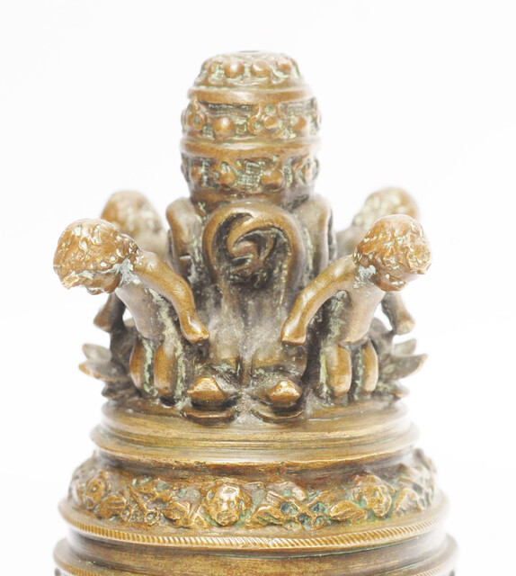 A superb bronze bell with the twelve apostles and many angels.