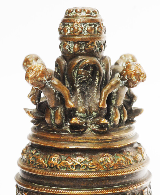 A superb bronze bell with the twelve apostles and many angels.