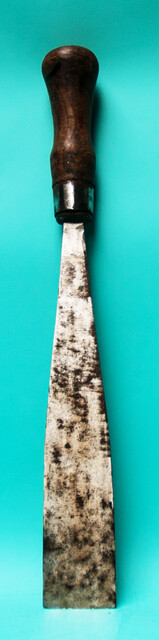 A very large 19th C. Dutch woodworkers chisel with a beechwood handle.