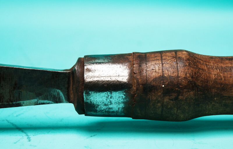 A very large 19th C. Dutch woodworkers chisel with a beechwood handle.