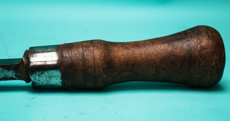 A very large 19th C. Dutch woodworkers chisel with a beechwood handle.