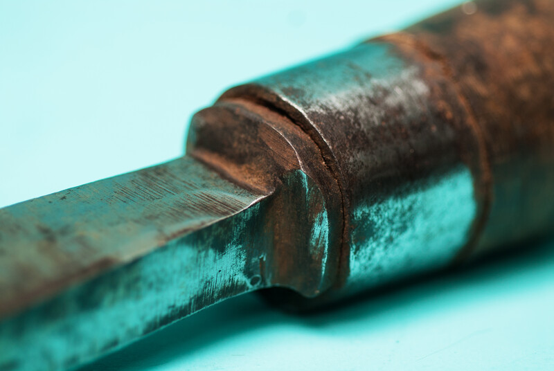 A very large 19th C. Dutch woodworkers chisel with a beechwood handle.