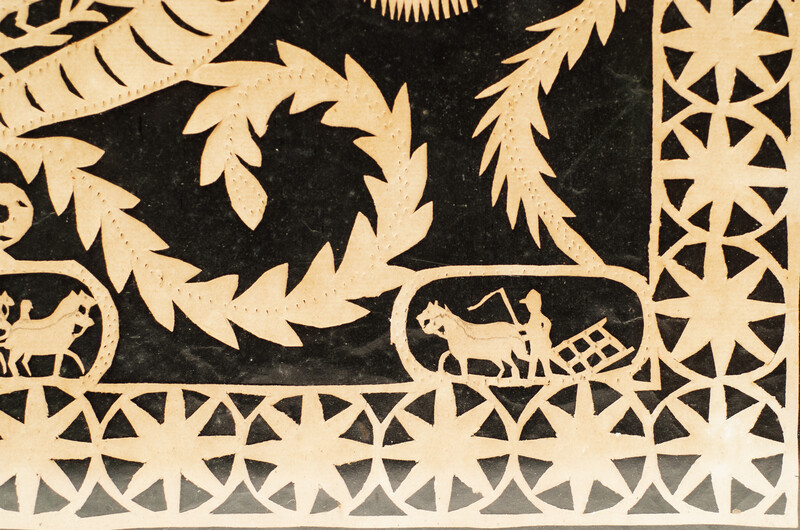 A very rare Dutch paper cutting with exquisite scenes of rural life and dated 1846.