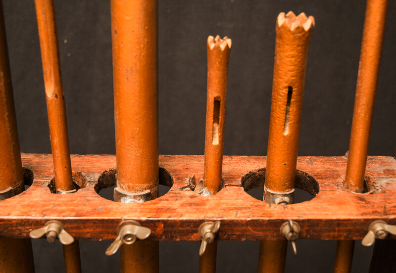 A very rare rack with a set of  9 steel stonemasons drills.