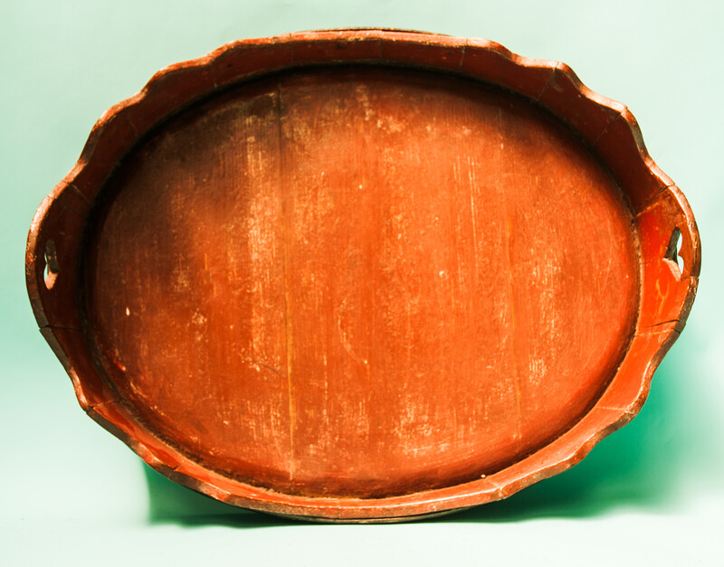 An 18th C painted wooden tray from Zaandam.