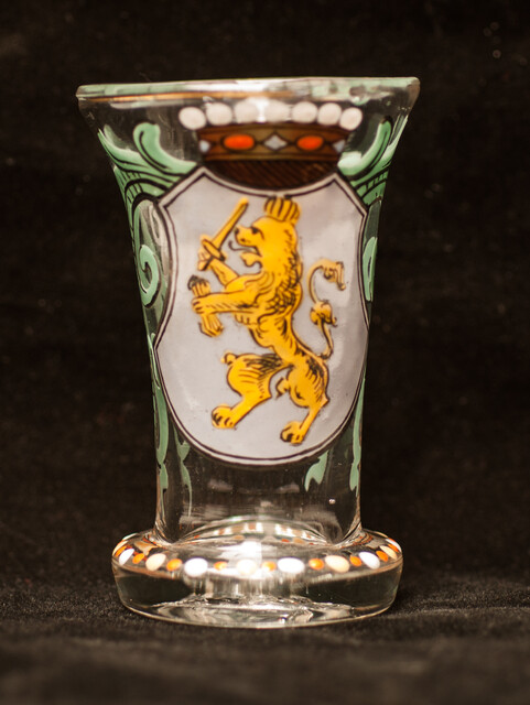 An 18th century cold enamel painted Bohemian glass made for the Dutch marked and inscribed 