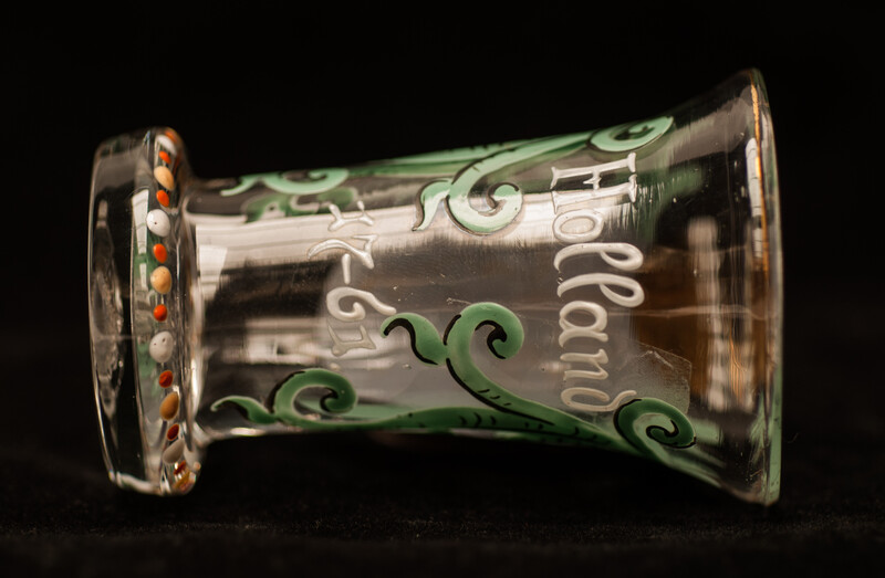 An 18th century cold enamel painted Bohemian glass made for the Dutch marked and inscribed 