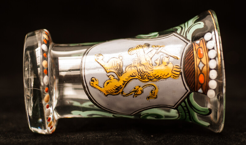 An 18th century cold enamel painted Bohemian glass made for the Dutch marked and inscribed 