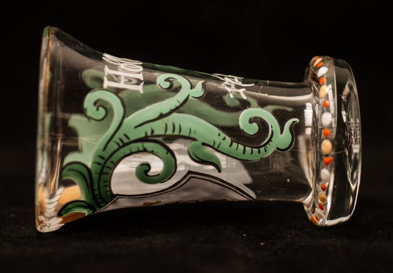 An 18th century cold enamel painted Bohemian glass made for the Dutch marked and inscribed 