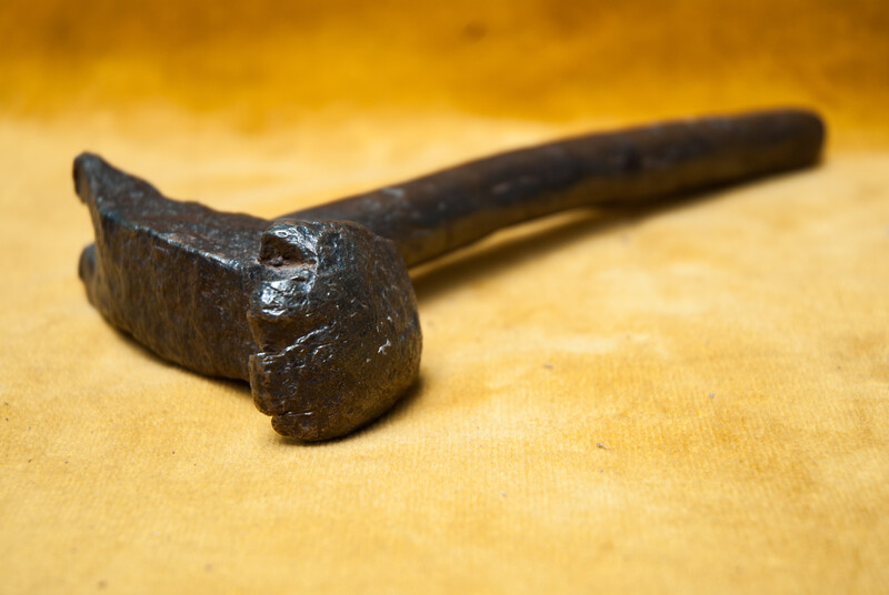 An all iron 18th C blacksmiths hammer.