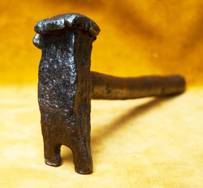 An all iron 18th C blacksmiths hammer.