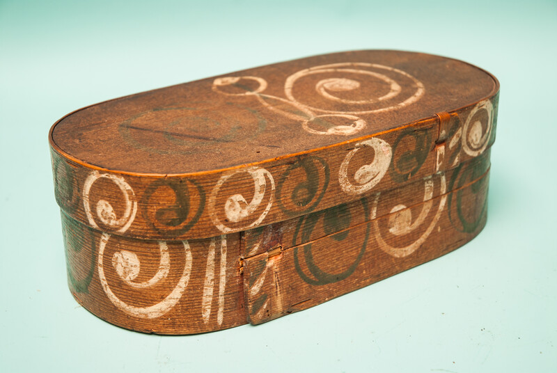 An early 18th C. painted wooden box.