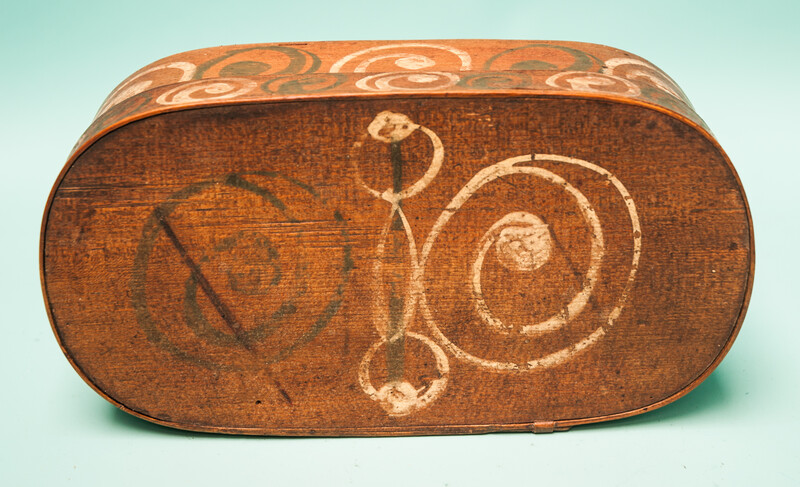An early 18th C. painted wooden box.