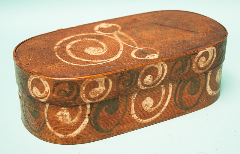 An early 18th C. painted wooden box.