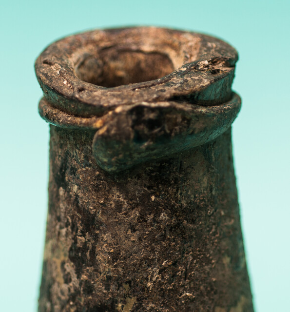 An eighteenth century Dutch wine bottle  from a shipwreck in a tropical sea.