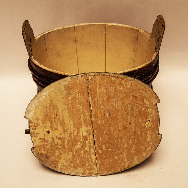 An eighteenth century painted wooden Frisian butter container.