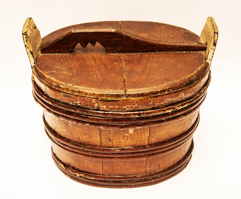 An eighteenth century painted wooden Frisian butter container.