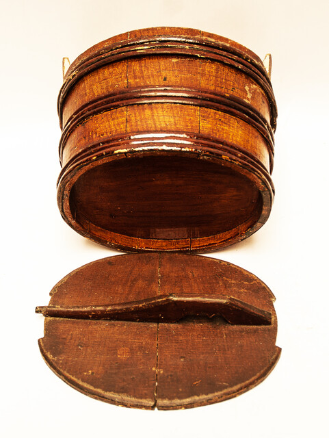 An eighteenth century painted wooden Frisian butter container.