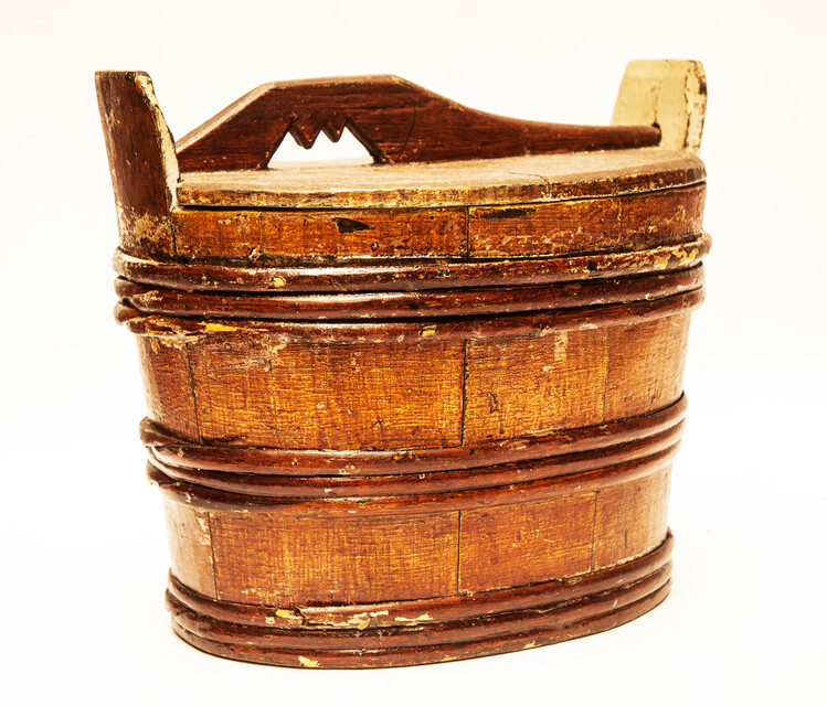 An eighteenth century painted wooden Frisian butter container.