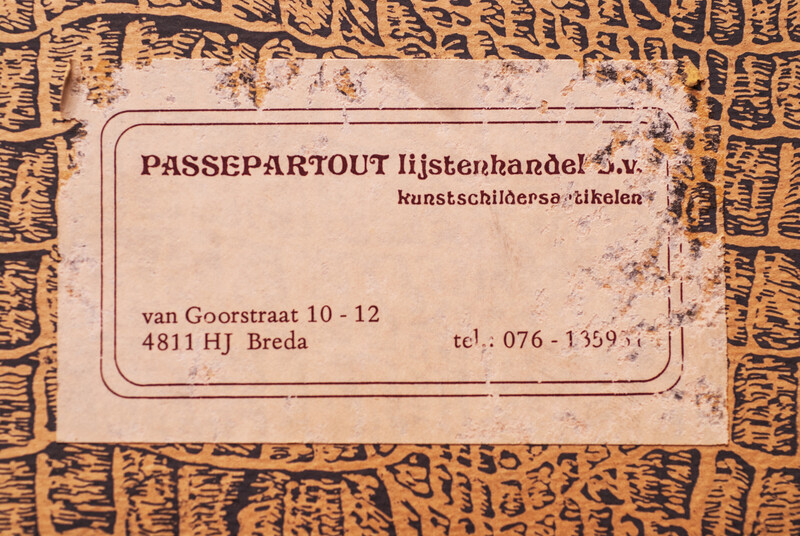 An eighteenth century reverse painting on glass. In a black frame.