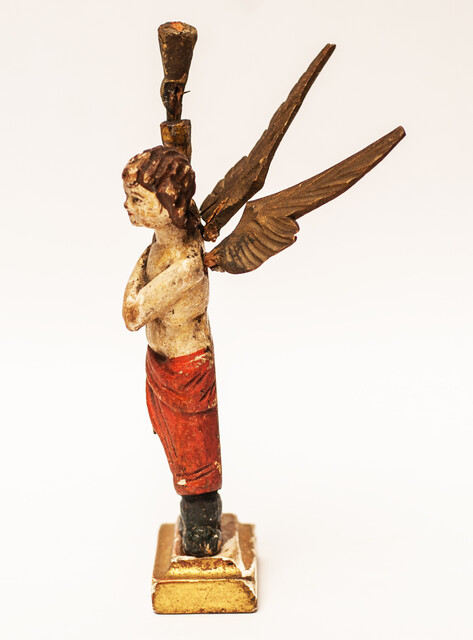 An eighteenth century wooden painted angel made in Zeeland.