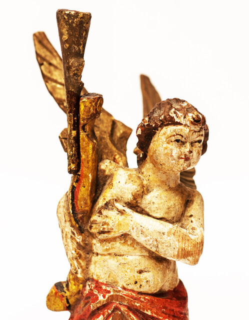 An eighteenth century wooden painted angel made in Zeeland.