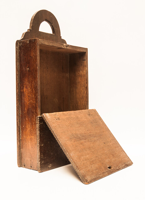 An eightteenth century oakwood schoolbox with initials WBM from the province of Zeeland.