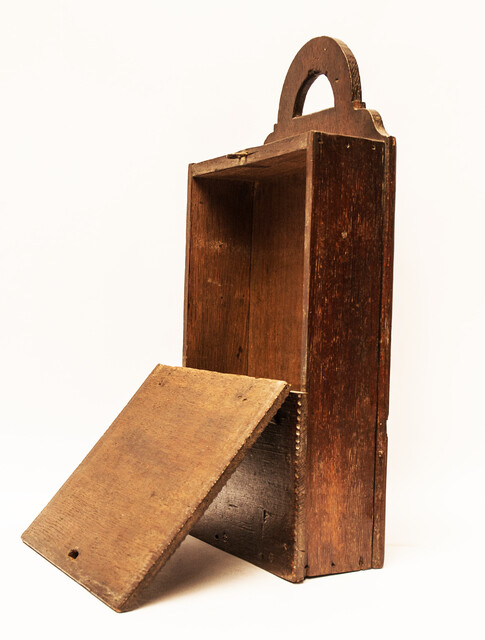 An eightteenth century oakwood schoolbox with initials WBM from the province of Zeeland.