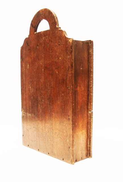 An eightteenth century oakwood schoolbox with initials WBM from the province of Zeeland.