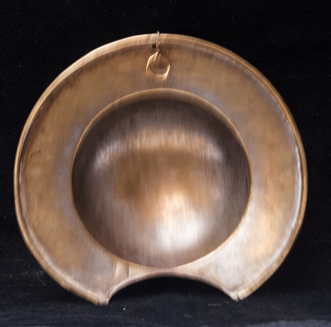 An extremely rare brass bleeding bowl with initials and dated 1795. 