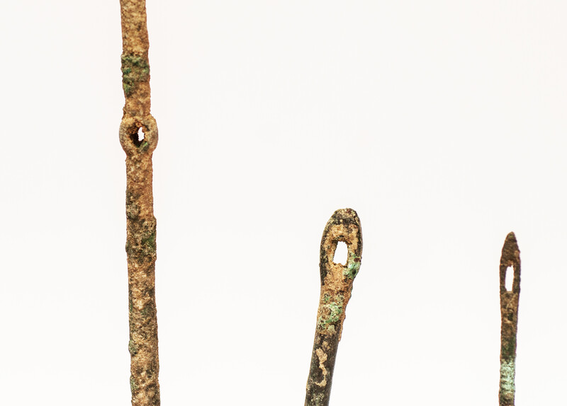 Five bronze Roman needles dating back to the second century AC found on Cyprus.